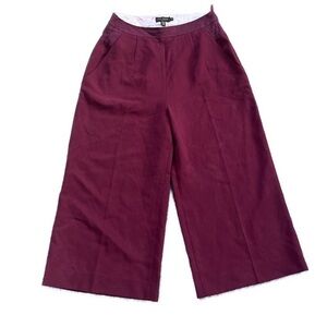 Ted Baker London Oderat Wide Leg Cropped Burgundy Pants Sz 2